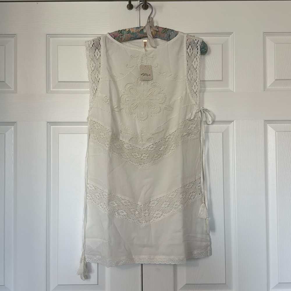 ✨new with tags✨ free people Winifred white lace tunic mini dress